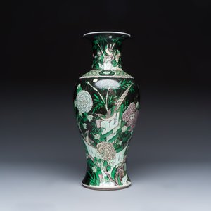 A Chinese famille verte black-ground 'Pheasants' vase — photo 2
