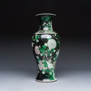 A Chinese famille verte black-ground 'Pheasants' vase — photo 5
