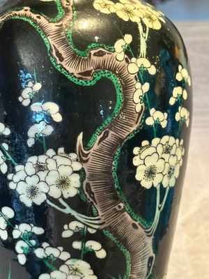 A Chinese famille verte black-ground vase and a pair of turquoise-glazed Buddhist lions, 19/20th C. — 照片 24
