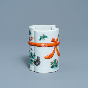 A Chinese famille verte brush pot, 19th C. — photo 2