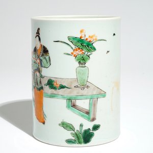 A Chinese famille verte brushpot in Kangxi style, 19/20th C. — photo 3