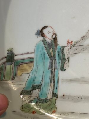 A Chinese famille verte celadon-glazed plate, Jiajing mark, Kangxi/Yongzheng — photo 10
