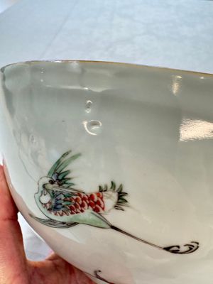A Chinese famille verte 'Cranes' bowl, Kangxi — photo 9