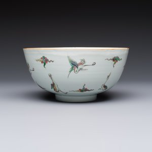 A Chinese famille verte 'Cranes' bowl, Kangxi — photo 4