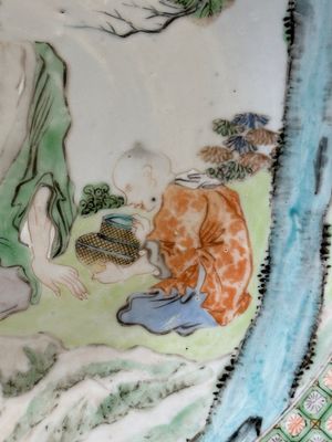 A Chinese famille verte dish, a famille rose basin and a dish, 19th C. — 照片 20