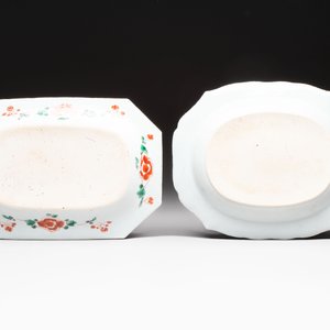 A Chinese famille verte dish and a blue and white dish, Kangxi/Qianlong — 照片 2