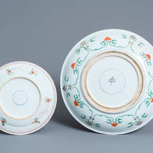 A Chinese famille verte dish and six plates, Kangxi — photo 3