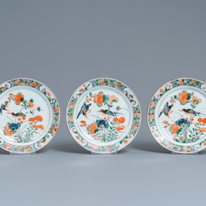 A Chinese famille verte dish and six plates, Kangxi — photo 6