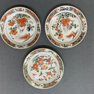 A Chinese famille verte dish and six plates, Kangxi — photo 9