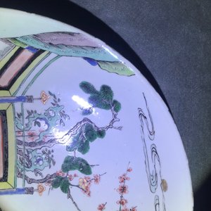 A Chinese famille verte dish with a cat, two birds and a deer, Kangxi — 照片 10