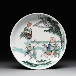 A Chinese famille verte dish with narrative design, lingzhi mark, Kangxi — photo 1