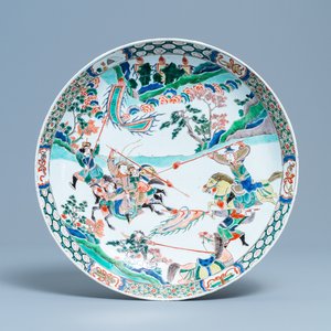 A Chinese famille verte dish with warriors on horseback, Kangxi — photo 1