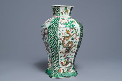 A Chinese famille verte 'dragon' vase, Kangxi