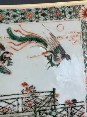 A Chinese famille verte 'Feng Qiu Huang 鳳求凰' plaque, Kangxi — photo 5