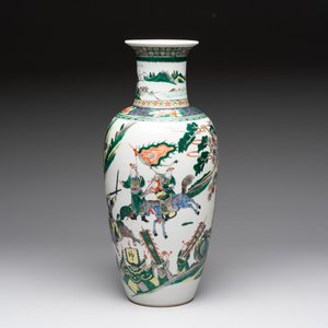 A Chinese famille verte 'Feng Shen Yan Yi 封神演義' vase, Kangxi mark, 19th C. — photo 1