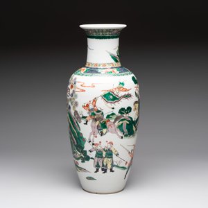 A Chinese famille verte 'Feng Shen Yan Yi 封神演義' vase, Kangxi mark, 19th C. — photo 3