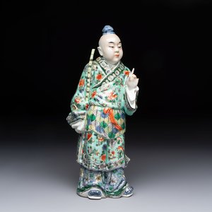 A Chinese famille verte figure of Han Xiangzi 韓湘子, Jiangxi mark, 19th C. — foto 1