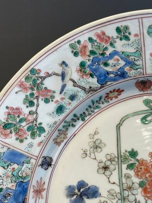 A Chinese famille verte 'flower basket' dish, ding mark, Kangxi — photo 7