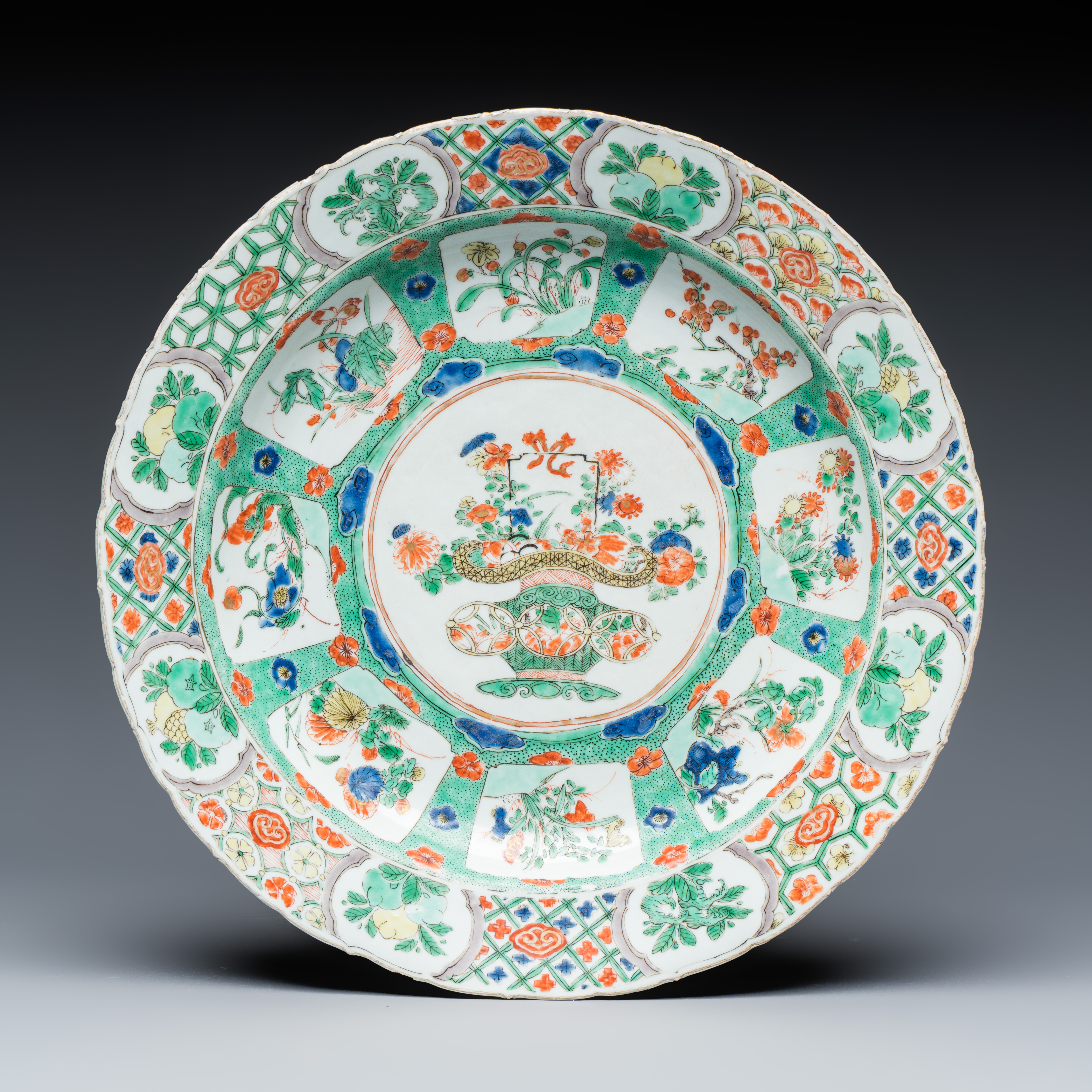 A Chinese famille verte 'Flower Basket' dish — photo 1