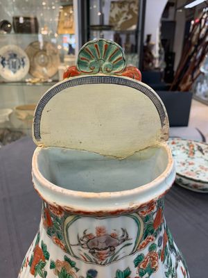 A Chinese famille verte fountain and basin with birds among flowering branches, Kangxi — photo 13