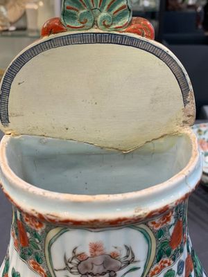 A Chinese famille verte fountain and basin with birds among flowering branches, Kangxi — photo 14