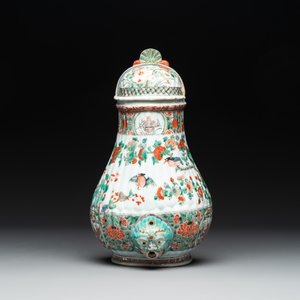 A Chinese famille verte fountain and basin with birds among flowering branches, Kangxi — photo 2