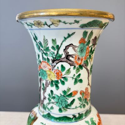A Chinese famille verte gilt-bronze-mounted 'Yenyen' vase with pheasants — photo 6