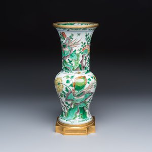 A Chinese famille verte gilt-bronze-mounted 'Yenyen' vase with pheasants — photo 1