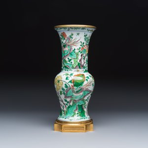 A Chinese famille verte gilt-bronze-mounted 'Yenyen' vase with pheasants — photo 2