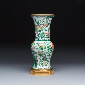 A Chinese famille verte gilt-bronze-mounted 'Yenyen' vase with pheasants — photo 3