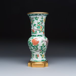 A Chinese famille verte gilt-bronze-mounted 'Yenyen' vase with pheasants — photo 4