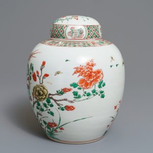 A Chinese famille verte ginger jar and cover, Kangxi — photo 4