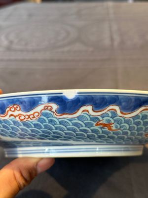 A Chinese famille verte 'Hai Wu Tian Chou 海屋添筹' plate, Yongzheng mark, 19th C. — foto 13