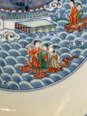A Chinese famille verte 'Hai Wu Tian Chou 海屋添筹' plate, Yongzheng mark, 19th C. — foto 2