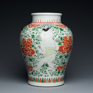 A Chinese famille verte 'Hehe Erxian' vase, Kangxi — photo 2