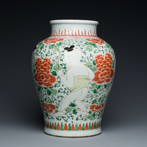 A Chinese famille verte 'Hehe Erxian' vase, Kangxi — photo 4