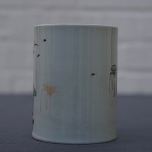 A Chinese famille verte Kangxi style brush pot, 19/20th C. — 照片 15