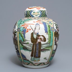 A Chinese famille verte Kangxi-style jar and cover, 19th C. — 照片 3