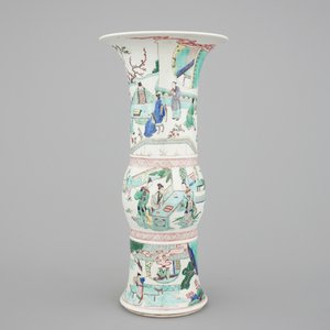 A Chinese famille verte Kangxi style yenyen vase, 19/20th C. — foto 1