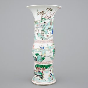 A Chinese famille verte Kangxi style yenyen vase, 19/20th C. — foto 4