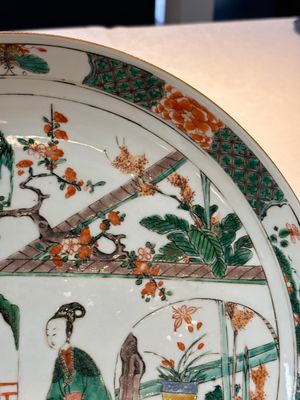 A Chinese famille verte 'ladies in a garden' dish, Kangxi — photo 4