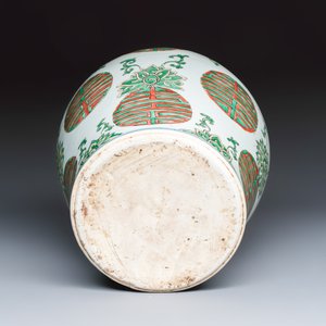 A Chinese famille verte 'Lotus and Shou' vase — photo 7
