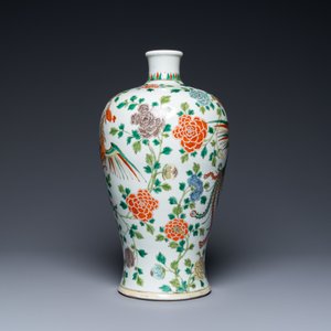 A Chinese famille verte 'meiping' vase with phoenixes, 19th C. — 照片 2