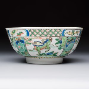 A Chinese famille verte 'Mythical Beasts' bowl, Lu Yi Tang 菉漪堂 mark, Kangxi — 照片 2