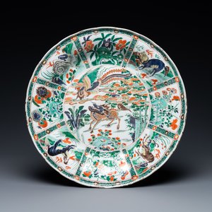 A Chinese famille verte 'mythical beasts' dish, Kangxi — photo 1