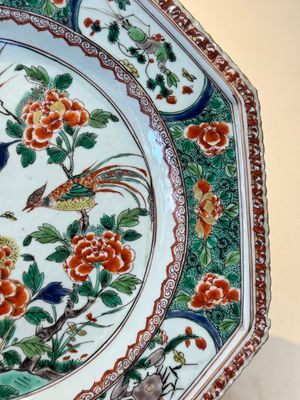 A Chinese famille verte 'peonies and pheasants' octagonal dish, Kangxi — photo 4