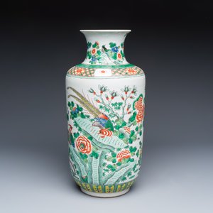 A Chinese famille verte 'Pheasants among Flowering branches' vase — photo 1