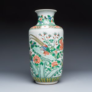 A Chinese famille verte 'Pheasants among Flowering branches' vase — photo 2