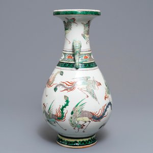 A Chinese famille verte 'phoenix' vase, 19th C. — 照片 4