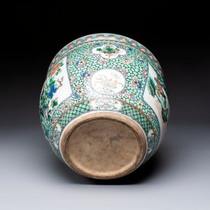 A Chinese famille verte 'Phoenixes and Mountainous Landscape' fish bowl or jardinière, 19th C. — 照片 7